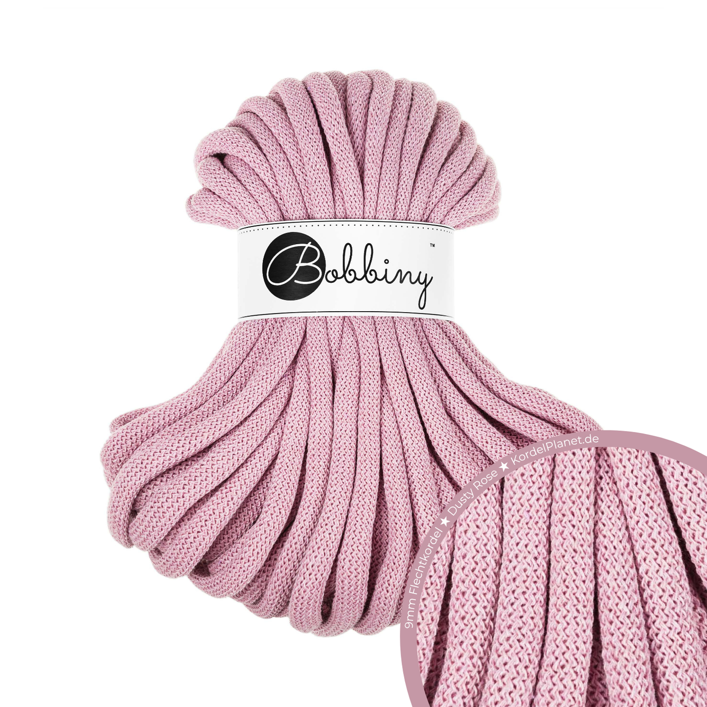 30 Meter - Bobbiny Flechtkordeln Dusty Rose Ø 9 mm