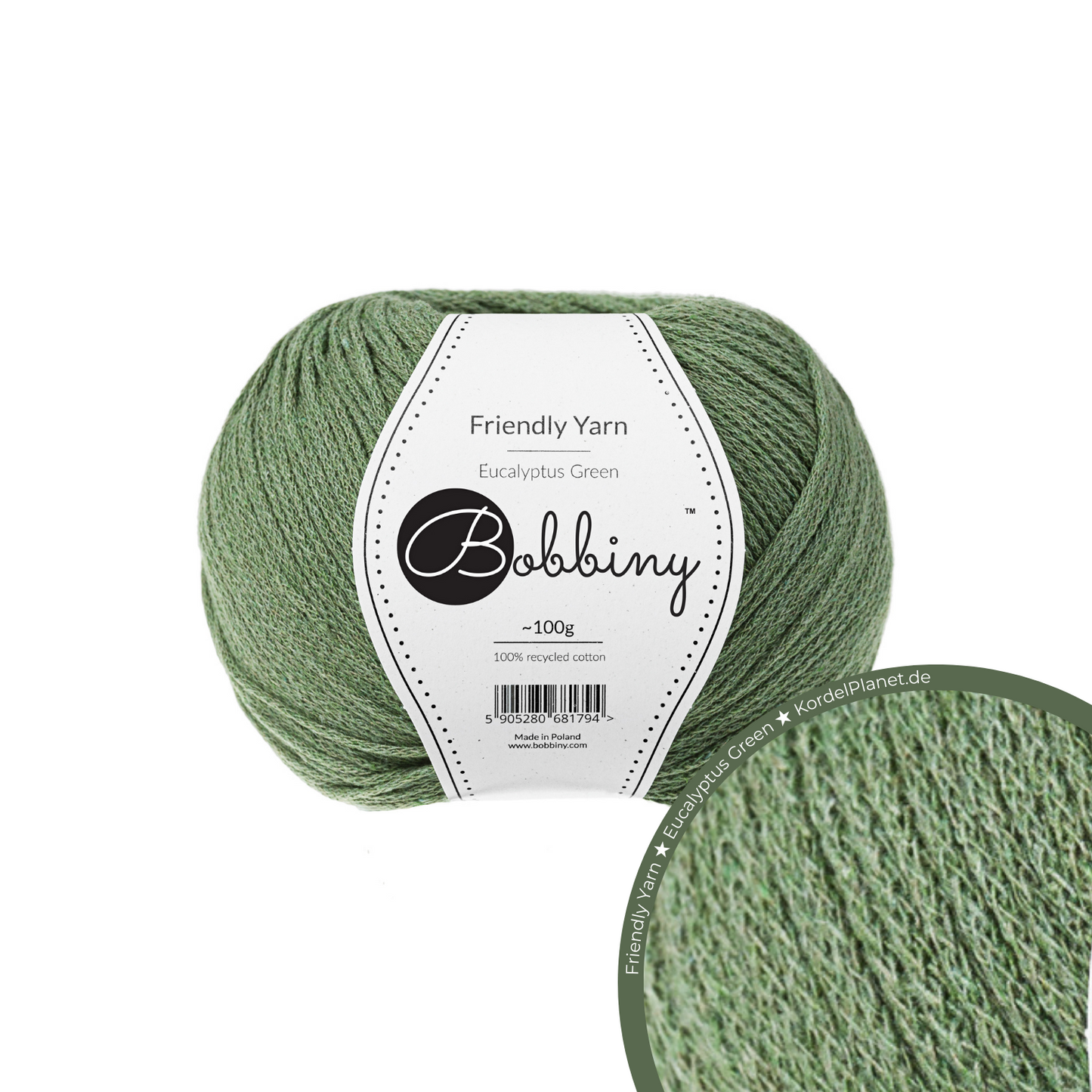 Bobbiny Garn "Friendly Yarn" - Eucalyptus Green - 200m (100g)