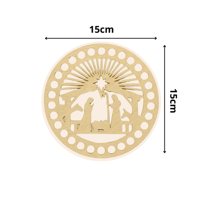 Korbboden rund Ø 15 cm – Krippe/Heilige Familie, Sonnenstrahlen