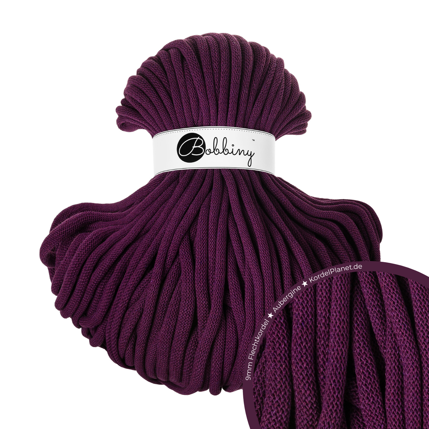 Bobbiny Flechtkordel Aubergine Ø 9 mm