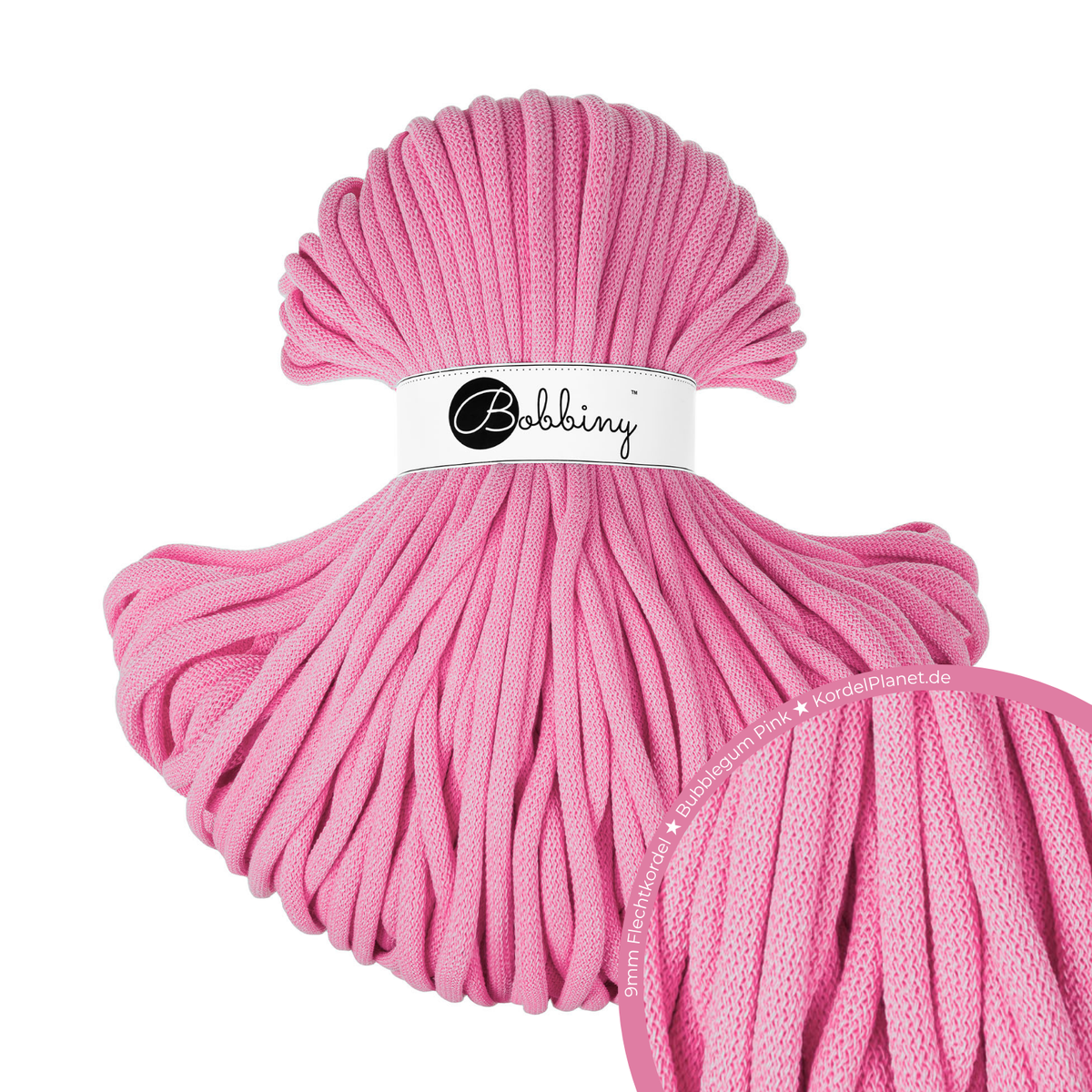 Bobbiny Flechtkordel Bubblegum Pink Ø 9 mm