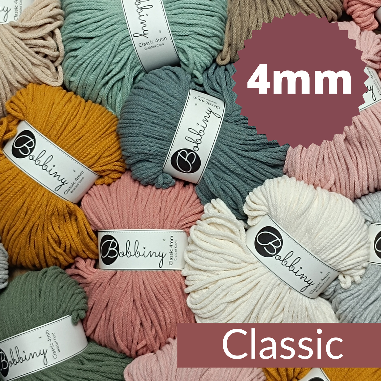 Bobbiny Flechtkordeln Ø 4 mm CLASSIC 100m (Neuheit)