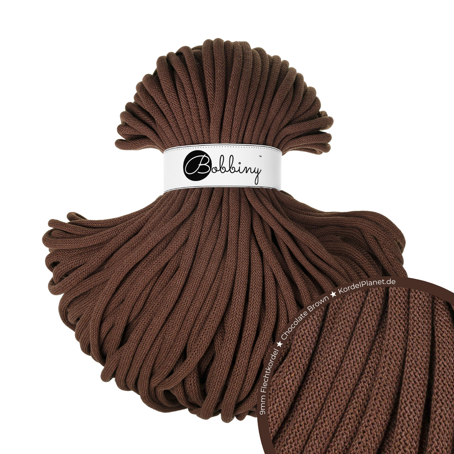 Bobbiny Flechtkordel Chocolate Brown Ø 9 mm