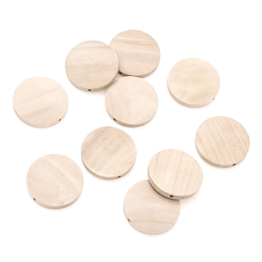 Scheibenperlen aus Holz Ø 30 mm - flache Perlen für Makramee & DIY