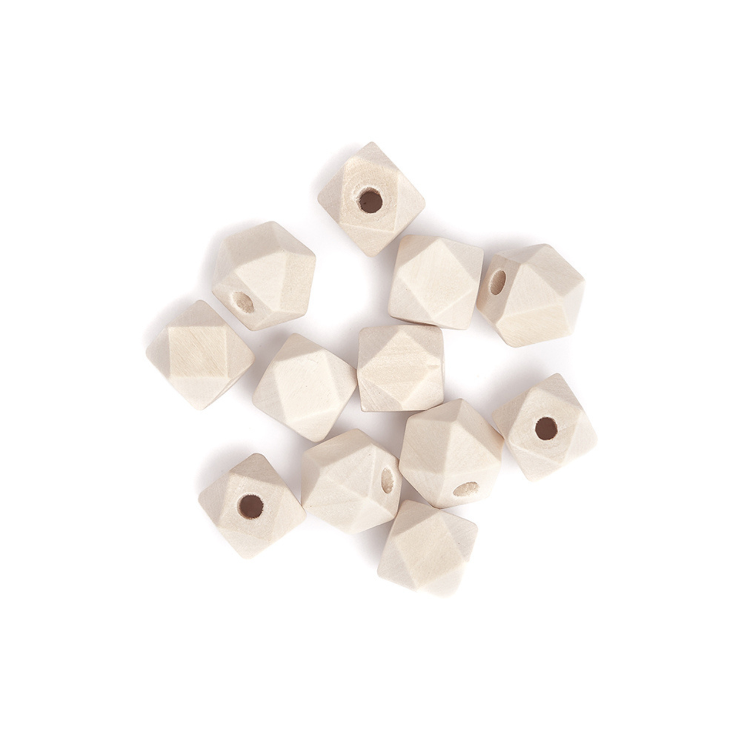 Facettierte Holzperlen 12 mm - Geometrische Holzkugeln für Makramee & Basteln