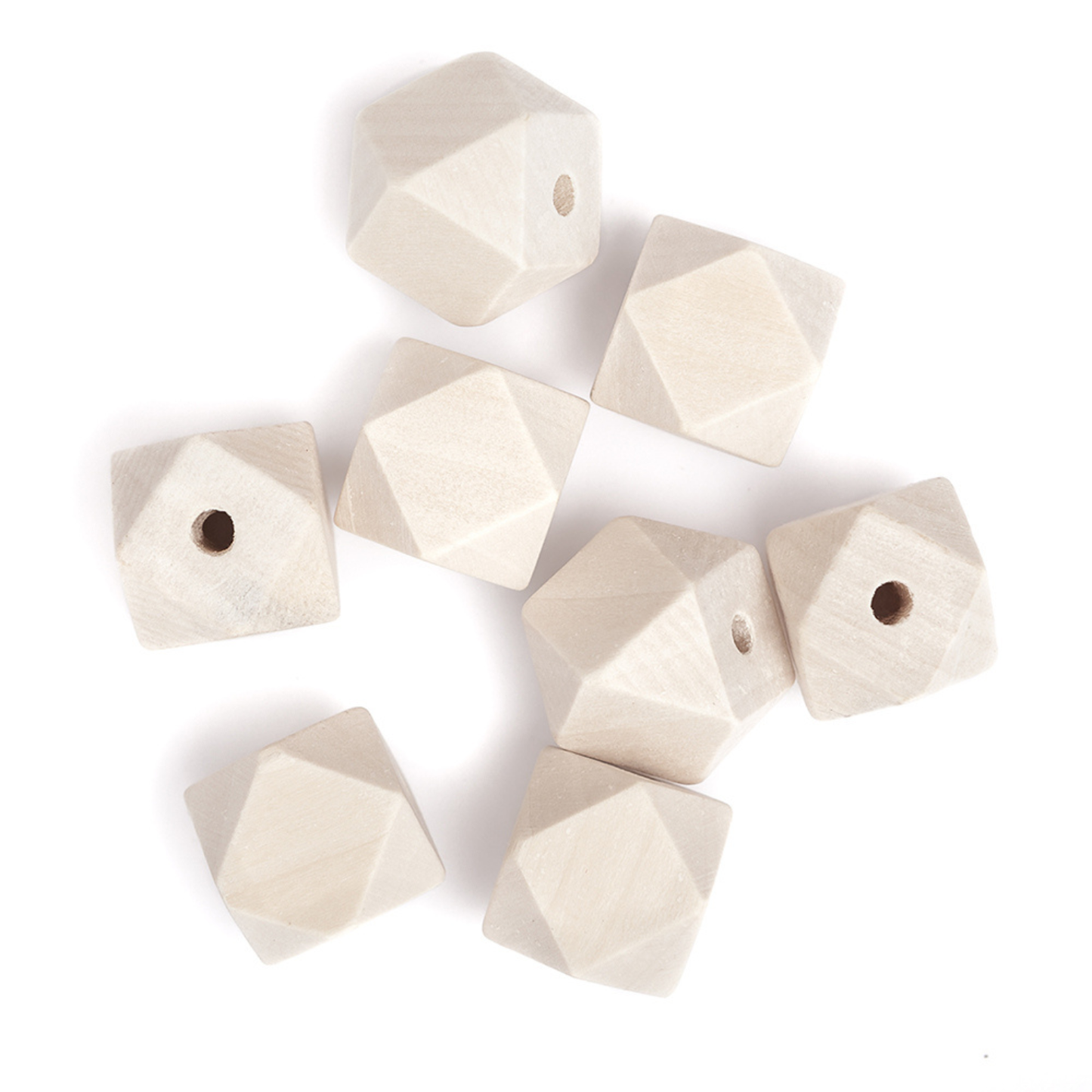 Facettierte Holzperlen 20 mm - Geometrische Holzkugeln für Makramee & Deko