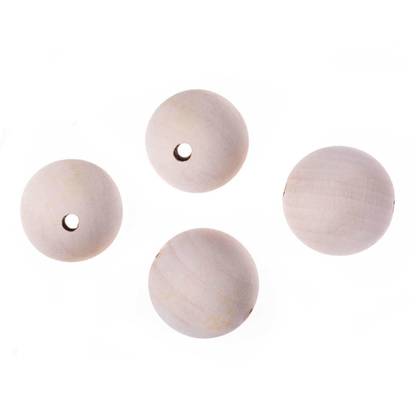 Große Holzperlen natur Ø 40 mm - 4 Stück Holzkugeln für Makramee & DIY