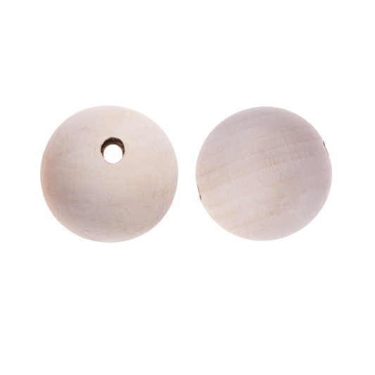Große Holzperlen natur Ø 50 mm - 2 Stück Holzkugeln für Makramee & DIY