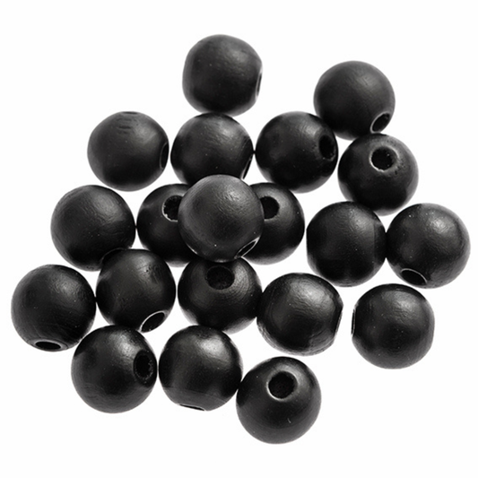 Holzperlen matt schwarz Ø 16 mm - Holzkugeln für Schmuck & Makramee