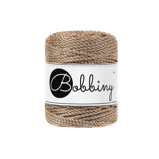 Bobbiny 3PLY Makramee-Kordeln - Metallic Champagne Ø 3 mm 50m