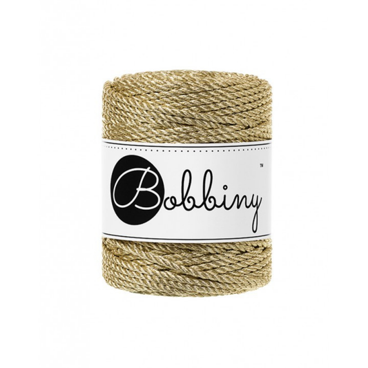 Bobbiny 3PLY Makramee-Kordeln - Metallic Gold Ø 3 mm 50m