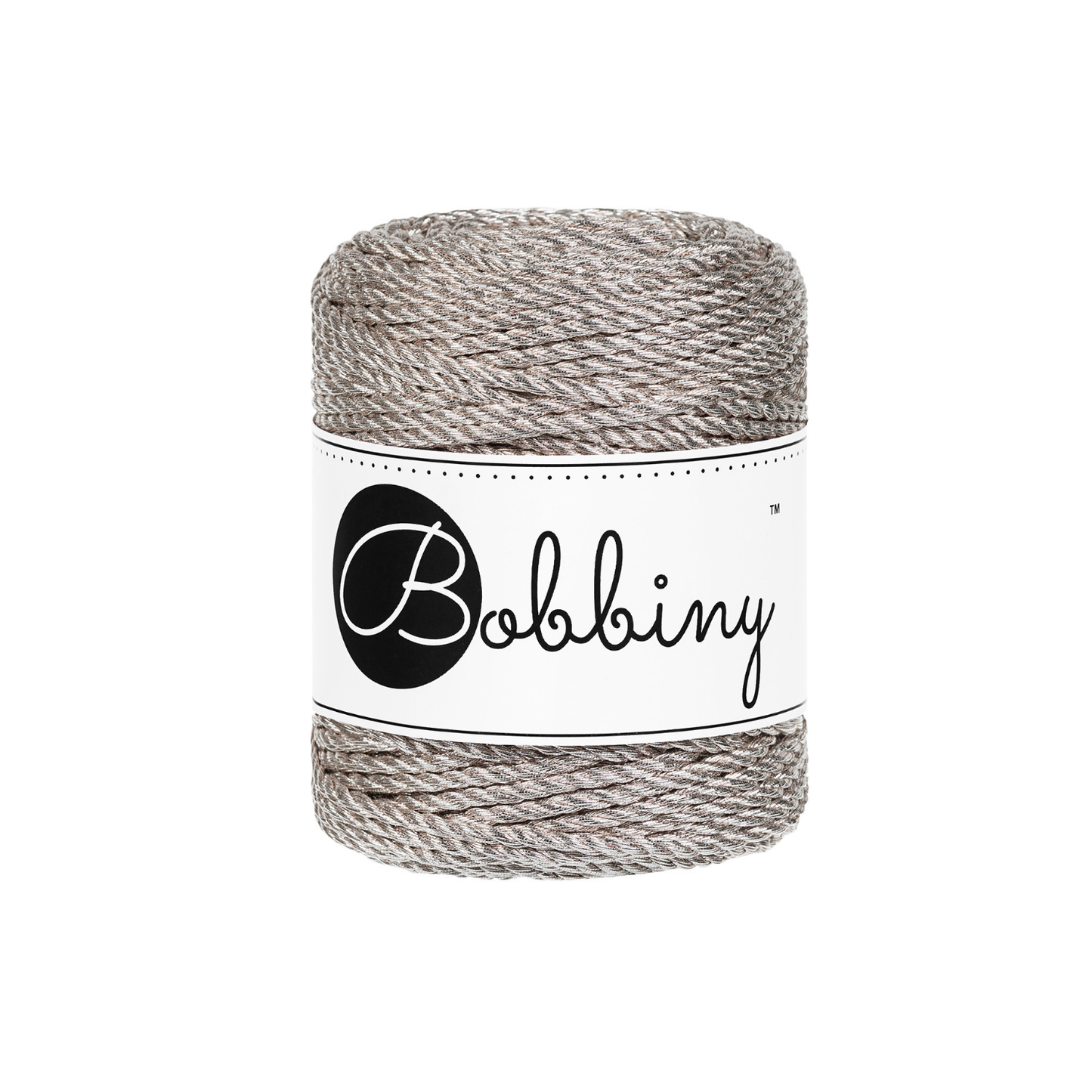 Bobbiny 3PLY Makramee-Kordeln - Metallic Platinum Ø 3 mm 50m