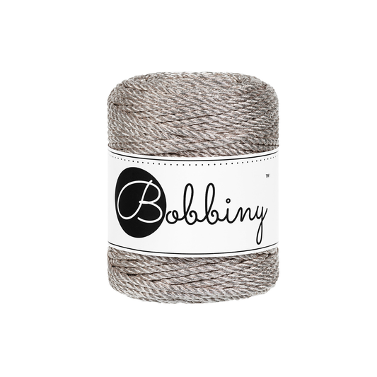 Bobbiny 3PLY Makramee-Kordeln - Metallic Platinum Ø 3 mm 50m