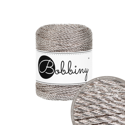 Bobbiny 3PLY Makramee-Kordeln - Metallic Platinum Ø 3 mm 50m