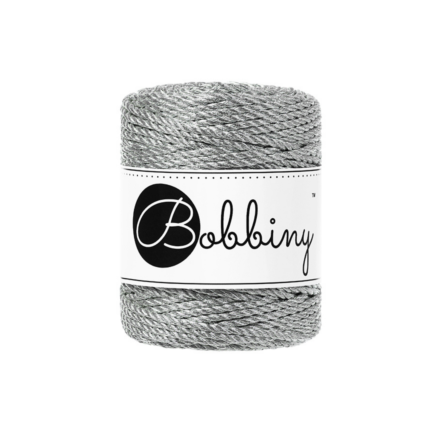 Bobbiny 3PLY Makramee-Kordeln - Metallic Silver Ø 3 mm 50m