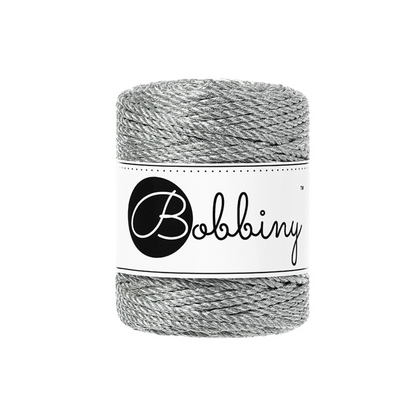 Bobbiny 3PLY Makramee-Kordeln - Metallic Silver Ø 3 mm 50m
