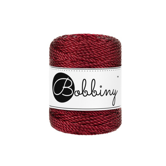 Bobbiny 3PLY Makramee-Kordeln - Metallic Red Ø 3 mm 50m