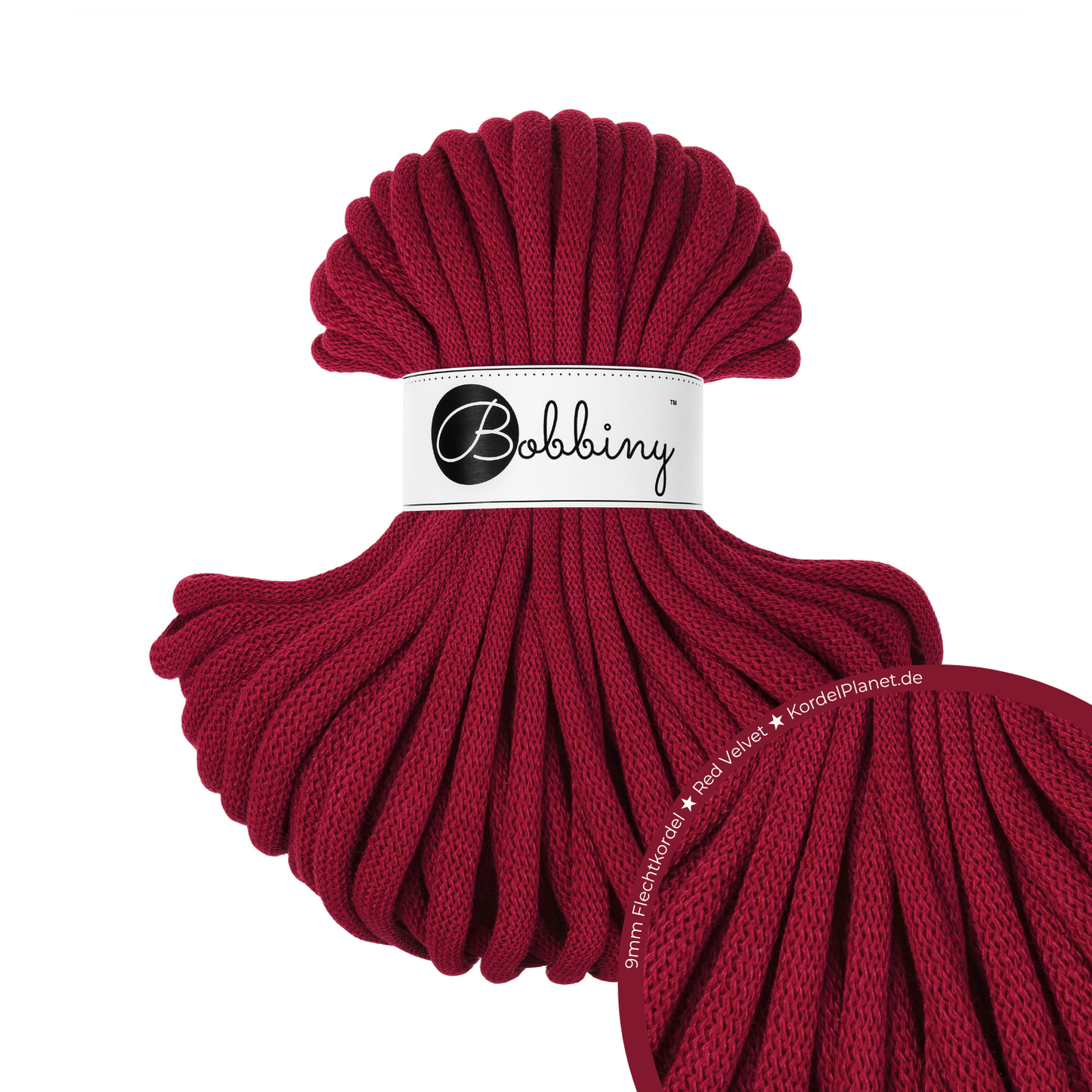 30 Meter - Bobbiny Flechtkordeln Red Velvet Ø 9 mm