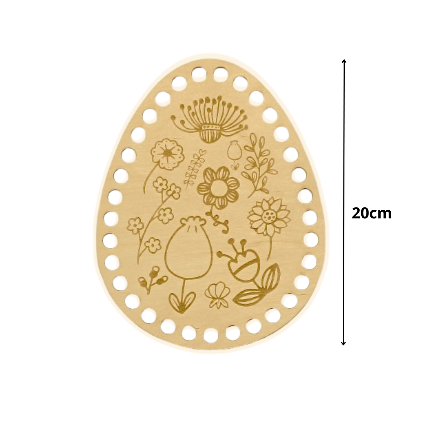 Osterei Häkelbasis 20 cm – lasergeschnitten mit Blumenmotiv
