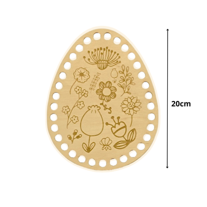 Osterei Häkelbasis 20 cm – lasergeschnitten mit Blumenmotiv