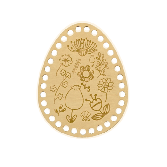 Osterei Häkelbasis 20 cm – lasergeschnitten mit Blumenmotiv