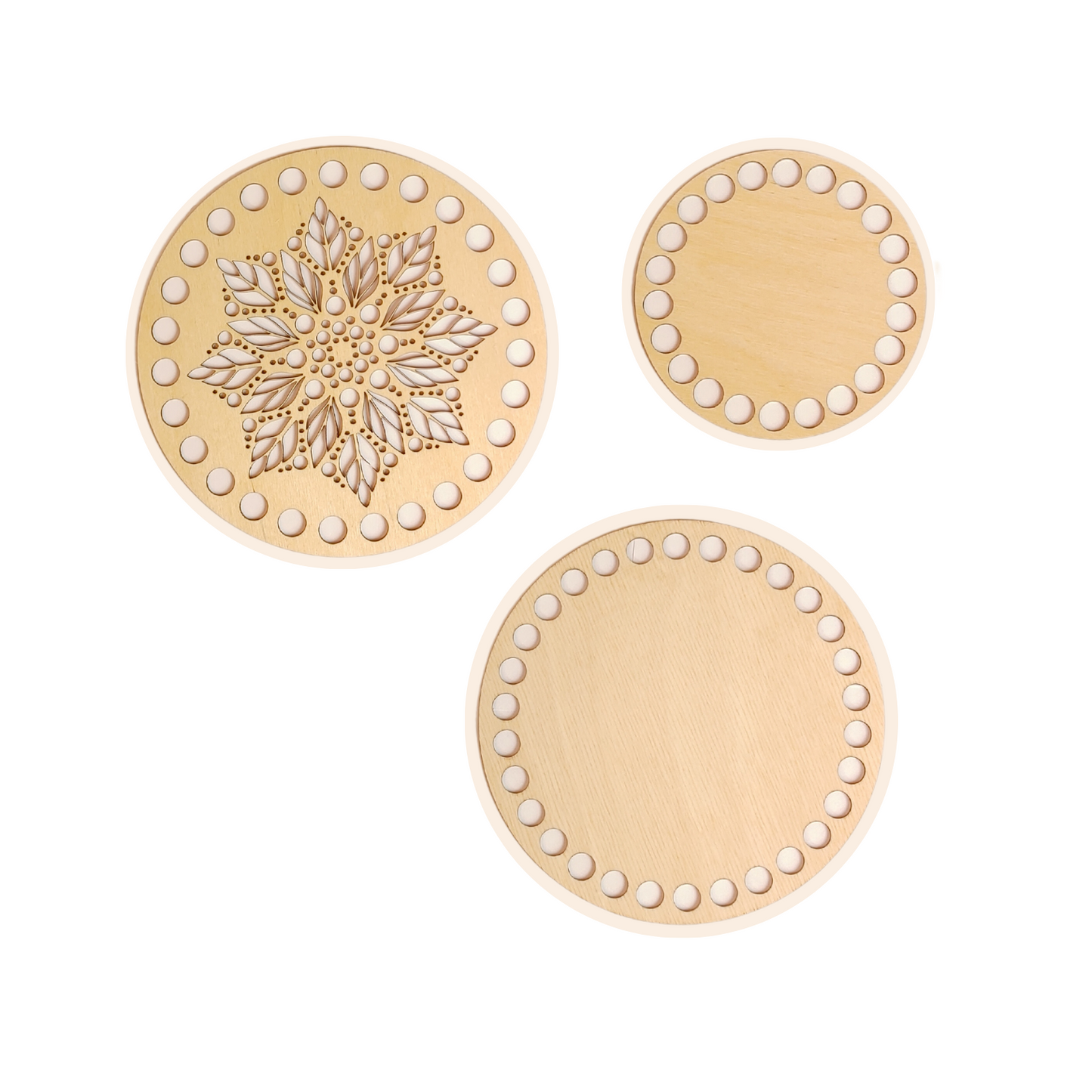 Körbboden "2+1 Set" für Häkelkörbchen rund Ø 2x15 cm + 10 cm