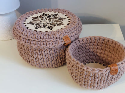 Körbboden "2+1 Set" für Häkelkörbchen rund Ø 2x15 cm + 10 cm